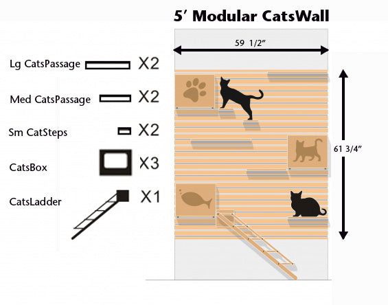 Ensemble de mur d'escalade pour chat - CatsClimber by Catswall Design