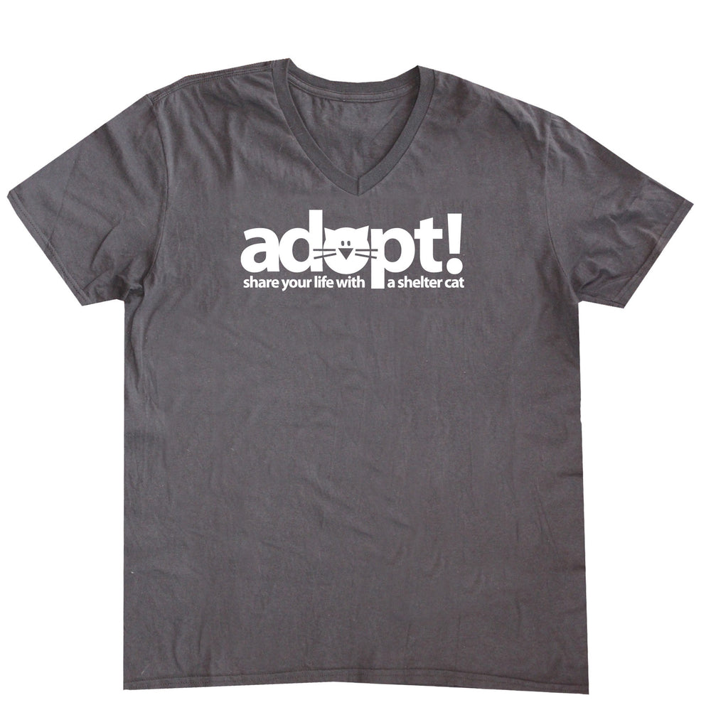 V-Neck T-Shirt 'Adopt a Shelter Cat'